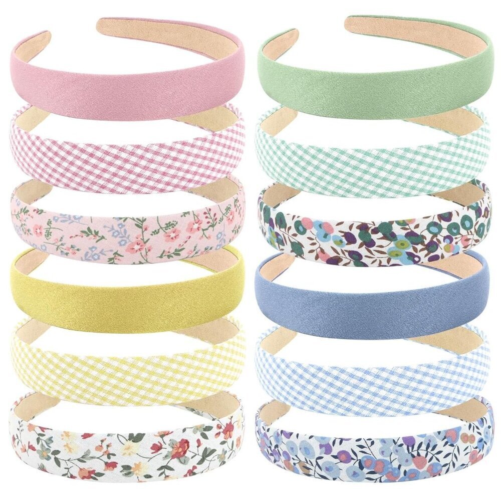 12PC Women Girls Floral Plaid Headbands Set Fashion Hair Accessories Comfortable